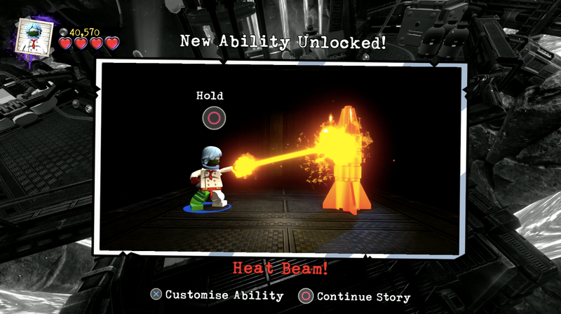 A character upgrade moment, captured from my playthrough of the E3 demo of Lego DC Super-Villains